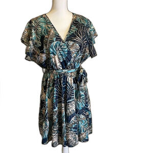 Tropical Leaf Print Dress